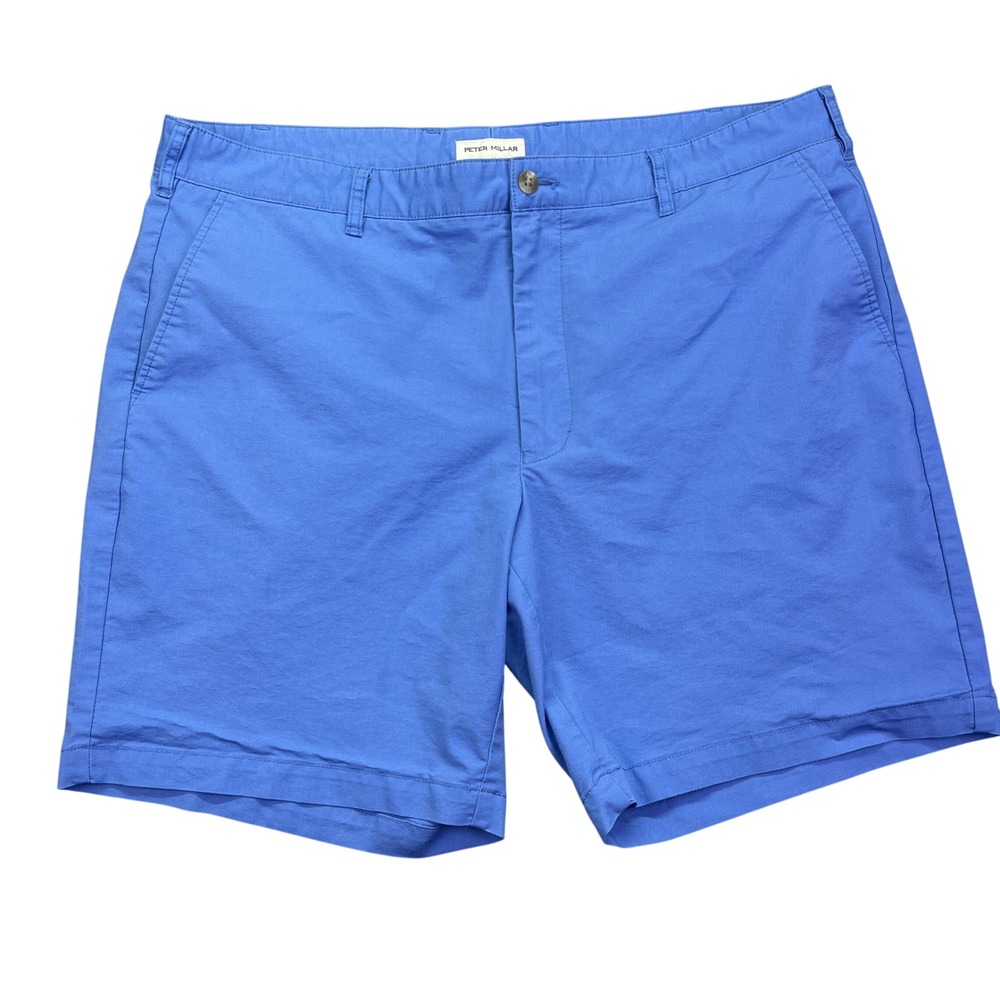 Peter‎ Millar Blue Shorts Casual Flat Front Cotton Blend Mens Sz 38 Boho Summer